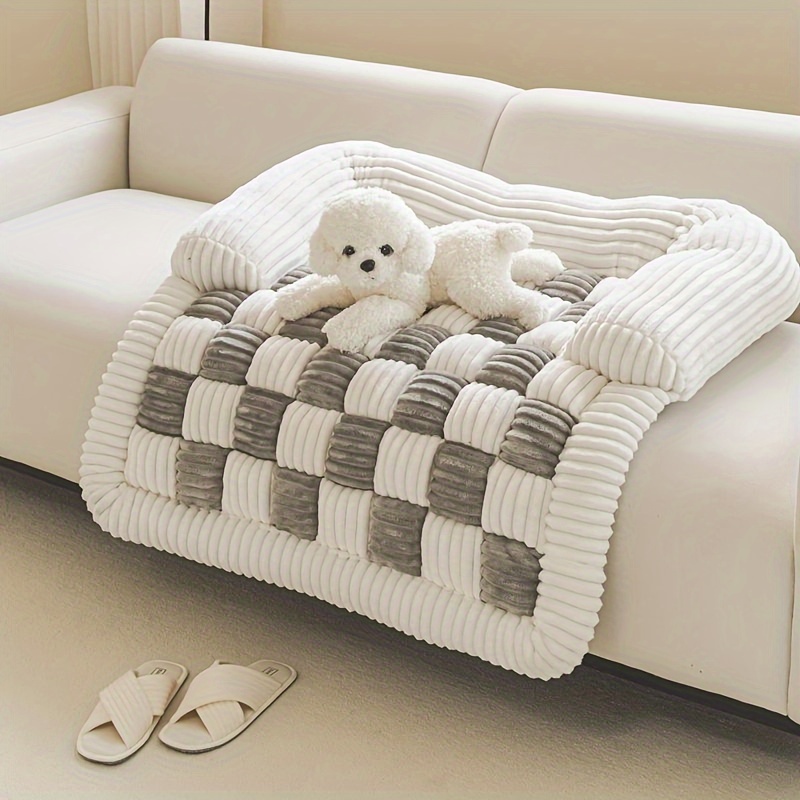Pet Beds - سجادة سرير للحيوانات الأليفة بنقشة مربعات،